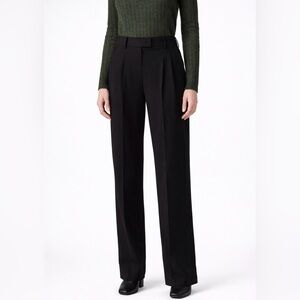 J. McLaughlin Newman Pants Size 8 Black Wide Leg Flat Front Pintuck Trousers NWT